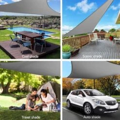Triangle Shade Sail Waterproof Stretched Canvas UV Protection Waterproof Weather Resistant Fabric Dries Quickly For Garden Parks Lawns, 3X3X3m,Dark Gray -Outdoor Furniture Store 63602118 5