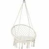VOUNOT Swing Chair With Round Seat Cushion, Macrame Hammock Hanging Chair For Indoor, Outdoor, Beige 1 VOUNOT Swing Chair With Round Seat Cushion, Macrame Hammock Hanging Chair For Indoor, Outdoor, Beige -Outdoor Furniture Store 63632654 1