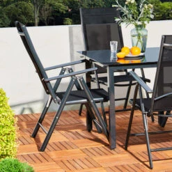 Aluminium Garden Chair High-back 7-way Adjustable Backrest Foldable Weatherproof Aluminium Folding Chair Set 2pcs Set Anthracite -Outdoor Furniture Store 63875920 5