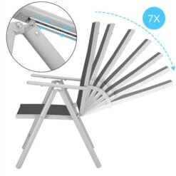 Aluminium Garden Chair High-back 7-way Adjustable Backrest Foldable Weatherproof Aluminium Folding Chair Set 3er Set Silber (de) -Outdoor Furniture Store 63875928 3