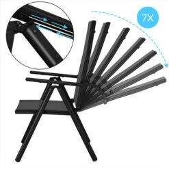 Aluminium Garden Chair High-back 7-way Adjustable Backrest Foldable Weatherproof Aluminium Folding Chair Set 3pcs Set Anthracite -Outdoor Furniture Store 63876655 3