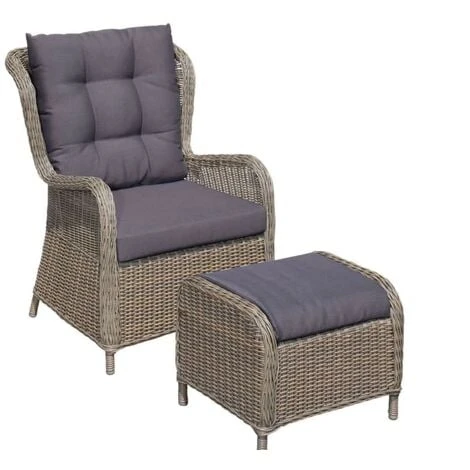 DesignDrop- Fauna Rattan Armchair- Includes Ottoman- Natural/ Grey 3 DesignDrop- Fauna Rattan Armchair- Includes Ottoman- Natural/ Grey