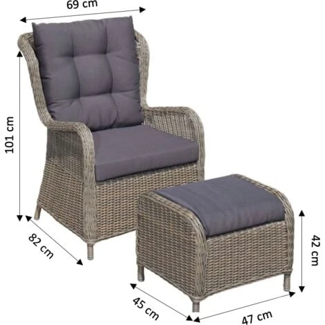 DesignDrop- Fauna Rattan Armchair- Includes Ottoman- Natural/ Grey 4 DesignDrop- Fauna Rattan Armchair- Includes Ottoman- Natural/ Grey - Image 2