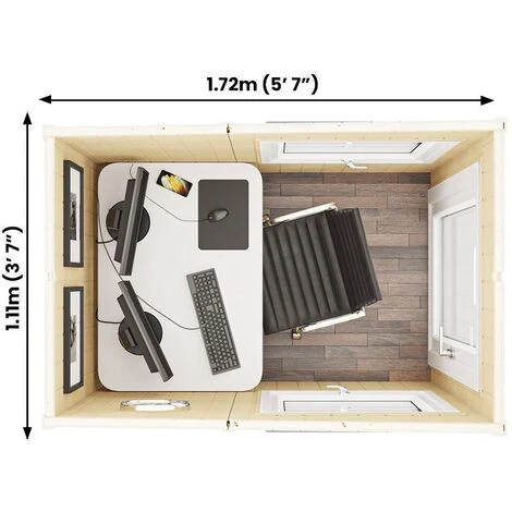 Insulated Garden Office Pod Studio Home Study Room - Micro Office Spaceship A 1.2m X 1.8m 5 Insulated Garden Office Pod Studio Home Study Room - Micro Office Spaceship A 1.2m X 1.8m - Image 3