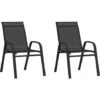 Stackable Garden Chairs 2 Pcs Black Textilene Fabric VidaXL