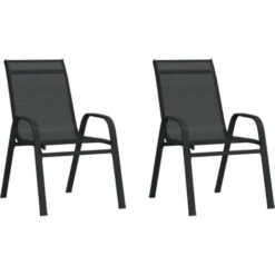 Stackable Garden Chairs 2 Pcs Black Textilene Fabric VidaXL