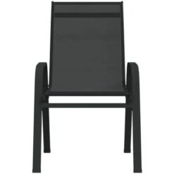 Stackable Garden Chairs 2 Pcs Black Textilene Fabric VidaXL 10 Stackable Garden Chairs 2 Pcs Black Textilene Fabric VidaXL -Outdoor Furniture Store 64073857 4