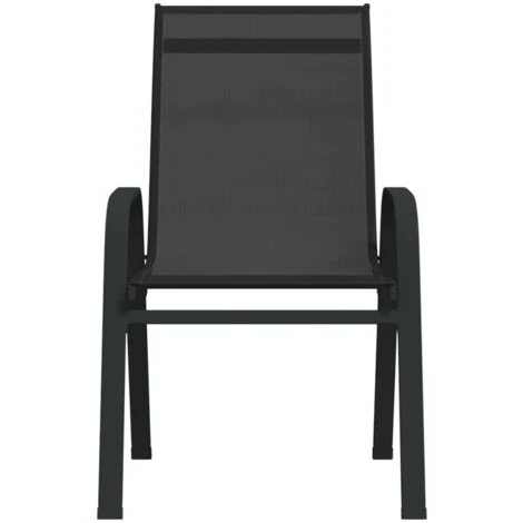 Stackable Garden Chairs 2 Pcs Black Textilene Fabric VidaXL 6 Stackable Garden Chairs 2 Pcs Black Textilene Fabric VidaXL - Image 4