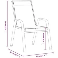 Stackable Garden Chairs 2 Pcs Black Textilene Fabric VidaXL 11 Stackable Garden Chairs 2 Pcs Black Textilene Fabric VidaXL -Outdoor Furniture Store 64073857 5