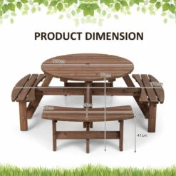 8-Person Outdoor Wooden Round Picnic Table Garden Circular Picnic Bear Table 9 8-Person Outdoor Wooden Round Picnic Table Garden Circular Picnic Bear Table -Outdoor Furniture Store 65298183 3