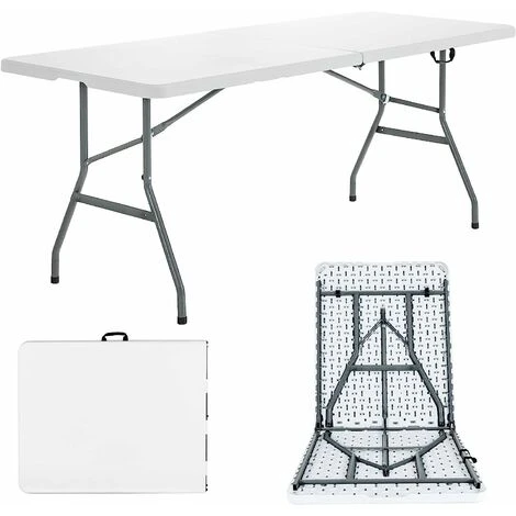 180cm Folding Camping Table With Carrying Handles, Portable Party Dining Picnic Table, Outdoor Indoor Kitchen Garden Patio Picnic BBQ Table, 150kg Load Capacity 3 180cm Folding Camping Table With Carrying Handles, Portable Party Dining Picnic Table, Outdoor Indoor Kitchen Garden Patio Picnic BBQ Table, 150kg Load Capacity