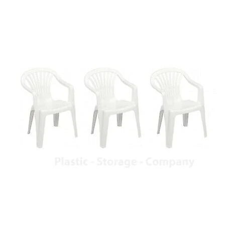 3 X White Plastic Garden Chairs Low Back Seat Patio Partying Camping Stacking 3 3 X White Plastic Garden Chairs Low Back Seat Patio Partying Camping Stacking