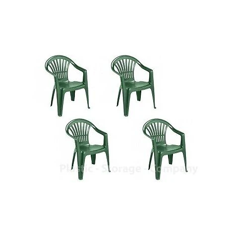4 X Green Plastic Garden Chairs Low Back Seat Patio Partying Camping Stacking 3 4 X Green Plastic Garden Chairs Low Back Seat Patio Partying Camping Stacking