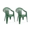 2 X Green Plastic Garden Chairs Low Back Seat Patio Partying Camping Stacking -Outdoor Furniture Store 66033096 1