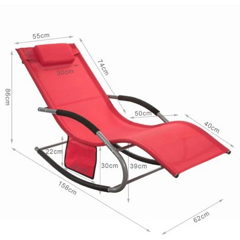 SoBuy Garden Rocking Deck Chair Recliners With Footrest,Red,OGS28-R 6 SoBuy Garden Rocking Deck Chair Recliners With Footrest,Red,OGS28-R - Image 4