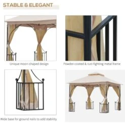 Outsunny Gazebo Party Tent Canopy Sun Shade For Patio Garden Beige, Black -Outdoor Furniture Store 6653148 5