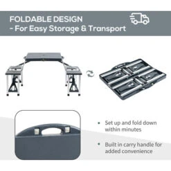 Outsunny Camping Table 4 Seat Chair Foldable Outdoor For Garden BBQ Party 10 Outsunny Camping Table 4 Seat Chair Foldable Outdoor For Garden BBQ Party -Outdoor Furniture Store 6653173 4