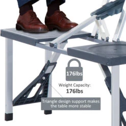 Outsunny Camping Table 4 Seat Chair Foldable Outdoor For Garden BBQ Party 11 Outsunny Camping Table 4 Seat Chair Foldable Outdoor For Garden BBQ Party -Outdoor Furniture Store 6653173 5