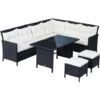 Outsunny 6 Pieces Sofa Set Furniture Rattan Cushion Seat Wicker Black, Cream White -Outdoor Furniture Store 6653178 1