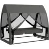 Outsunny Garden Swing Chair Patio Hammock 3 Seater Bench Canopy Lounger Grey -Outdoor Furniture Store 6760227 1