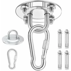 Heavy Duty Ceiling Hook, 450KG Capacity Stainless Steel Hammock Hanging Kit 180°Rotation For Concrete Wood Sets, Hanging Chair, Hanging Lamp, Hammock, Yoga, With Fixing Screws