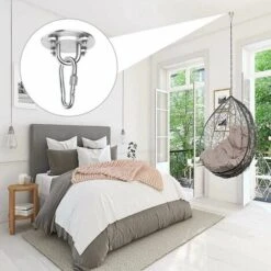 Heavy Duty Ceiling Hook, 450KG Capacity Stainless Steel Hammock Hanging Kit 180°Rotation For Concrete Wood Sets, Hanging Chair, Hanging Lamp, Hammock, Yoga, With Fixing Screws -Outdoor Furniture Store 68089477 4