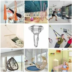 Heavy Duty Ceiling Hook, 450KG Capacity Stainless Steel Hammock Hanging Kit 180°Rotation For Concrete Wood Sets, Hanging Chair, Hanging Lamp, Hammock, Yoga, With Fixing Screws -Outdoor Furniture Store 68089477 5