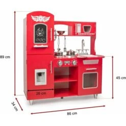 Wooden Kitchen - Big Red - With A Microwave And A Fridge + Sound Effects -Outdoor Furniture Store 68166318 3