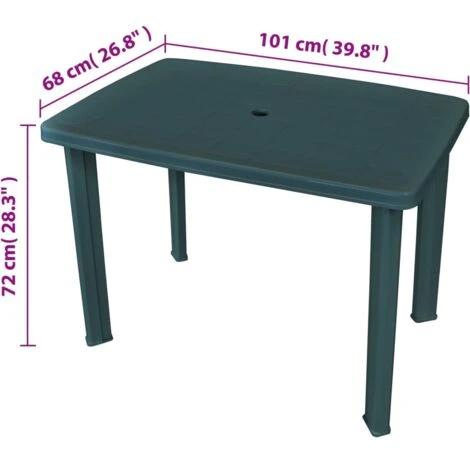 Garden Table Green 101x68x72 Cm Plastic VidaXL 7 Garden Table Green 101x68x72 Cm Plastic VidaXL - Image 5