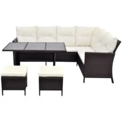 4 Piece Garden Lounge Set With Cushions Poly Rattan Brown VidaXL -Outdoor Furniture Store 6874265 3