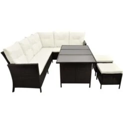 4 Piece Garden Lounge Set With Cushions Poly Rattan Brown VidaXL -Outdoor Furniture Store 6874265 5