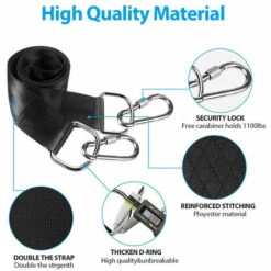 Tree Swing Strap Kit, With Two Stainless Steel Carabiners, Suitable For Tire Hanger, Porch, Outdoor And Baby Swing -Outdoor Furniture Store 69438388 3