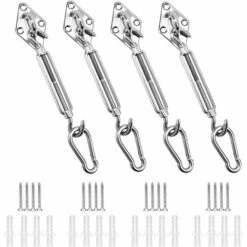Triangular, Square And Rectangle Shade Sail Fixing Kit 304 Stainless Steel Shade Cloth Fixing Accessories Kit, Solar Shade Sail Mounting Kit (12pcs Set)