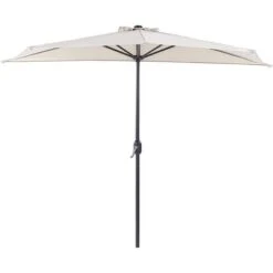Half-Round Shade Garden Parasol Umbrella 2.7m Polyester Metal Beige Galati