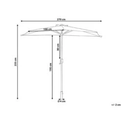 Half-Round Shade Garden Parasol Umbrella 2.7m Polyester Metal Beige Galati -Outdoor Furniture Store 70350795 3