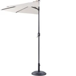 Half-Round Shade Garden Parasol Umbrella 2.7m Polyester Metal Beige Galati -Outdoor Furniture Store 70350795 4