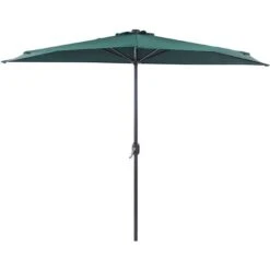 Half-Round Shade Garden Parasol Umbrella 2.7m Polyester Metal Green Galati
