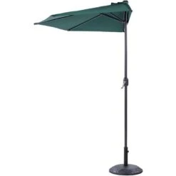 Half-Round Shade Garden Parasol Umbrella 2.7m Polyester Metal Green Galati -Outdoor Furniture Store 70350797 4