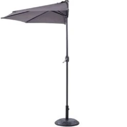 Half-Round Shade Garden Parasol Umbrella 2.7m Polyester Metal Grey Galati -Outdoor Furniture Store 70350799 4