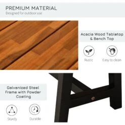Outsunny 3 Pieces Acacia Wood Picnic Dining Set Outdoor Indoor Furniture Natural 10 Outsunny 3 Pieces Acacia Wood Picnic Dining Set Outdoor Indoor Furniture Natural -Outdoor Furniture Store 7060965 4