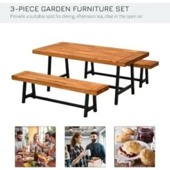 Outsunny 3 Pieces Acacia Wood Picnic Dining Set Outdoor Indoor Furniture Natural 11 Outsunny 3 Pieces Acacia Wood Picnic Dining Set Outdoor Indoor Furniture Natural -Outdoor Furniture Store 7060965 5