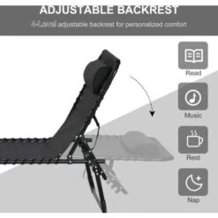 Outsunny Garden Sun Lounger Reclining Cot Foldable Hiking Camping Chair Black 10 Outsunny Garden Sun Lounger Reclining Cot Foldable Hiking Camping Chair Black -Outdoor Furniture Store 7061063 4