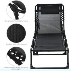 Outsunny Garden Sun Lounger Reclining Cot Foldable Hiking Camping Chair Black 11 Outsunny Garden Sun Lounger Reclining Cot Foldable Hiking Camping Chair Black -Outdoor Furniture Store 7061063 5