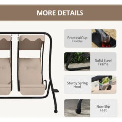 Outsunny Canopy Swing 2 Separate Relax Chairs W/ Removable Canopy Beige 11 Outsunny Canopy Swing 2 Separate Relax Chairs W/ Removable Canopy Beige -Outdoor Furniture Store 7061067 5