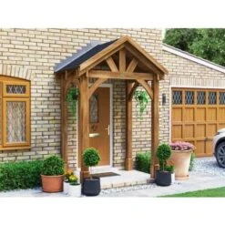Wooden Porch Canopy Kit 2m X 1.5m Pressure Treated Door Shelter - Thunderdam Full Height 4 Post
