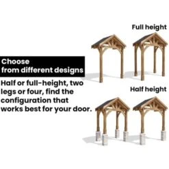 Wooden Porch Canopy Kit 2m X 1.5m Pressure Treated Door Shelter - Thunderdam Half Height 2 Post -Outdoor Furniture Store 70641541 4