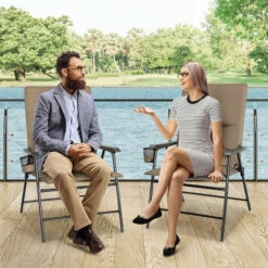 2PCS Padded Folding Chair Portable Camping Chair Outdoor Garden Dining Chair -Outdoor Furniture Store 71025218 4