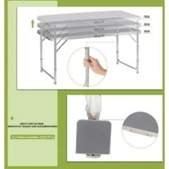 WOLTU Folding Camping Table Aluminium Picnic Portable Adjustable Party BBQ Patio Grey 11 WOLTU Folding Camping Table Aluminium Picnic Portable Adjustable Party BBQ Patio Grey -Outdoor Furniture Store 71153542 5