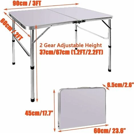 3FT Heavy Duty Folding Table Standing Table With Carrying Handle, Foldable Camping Table For Outdoor Garden Picnic Cooking Beach Hiking Fishing With 2 Gear Adjustable Height 37/67cm 4 3FT Heavy Duty Folding Table Standing Table With Carrying Handle, Foldable Camping Table For Outdoor Garden Picnic Cooking Beach Hiking Fishing With 2 Gear Adjustable Height 37/67cm - Image 2