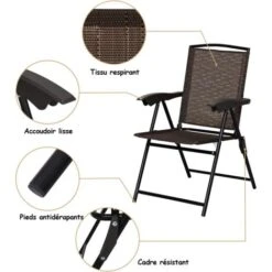 Set Of 4 Patio Folding Chairs Portable Garden Deck Lounge Armchairs Adjustable -Outdoor Furniture Store 71406048 3